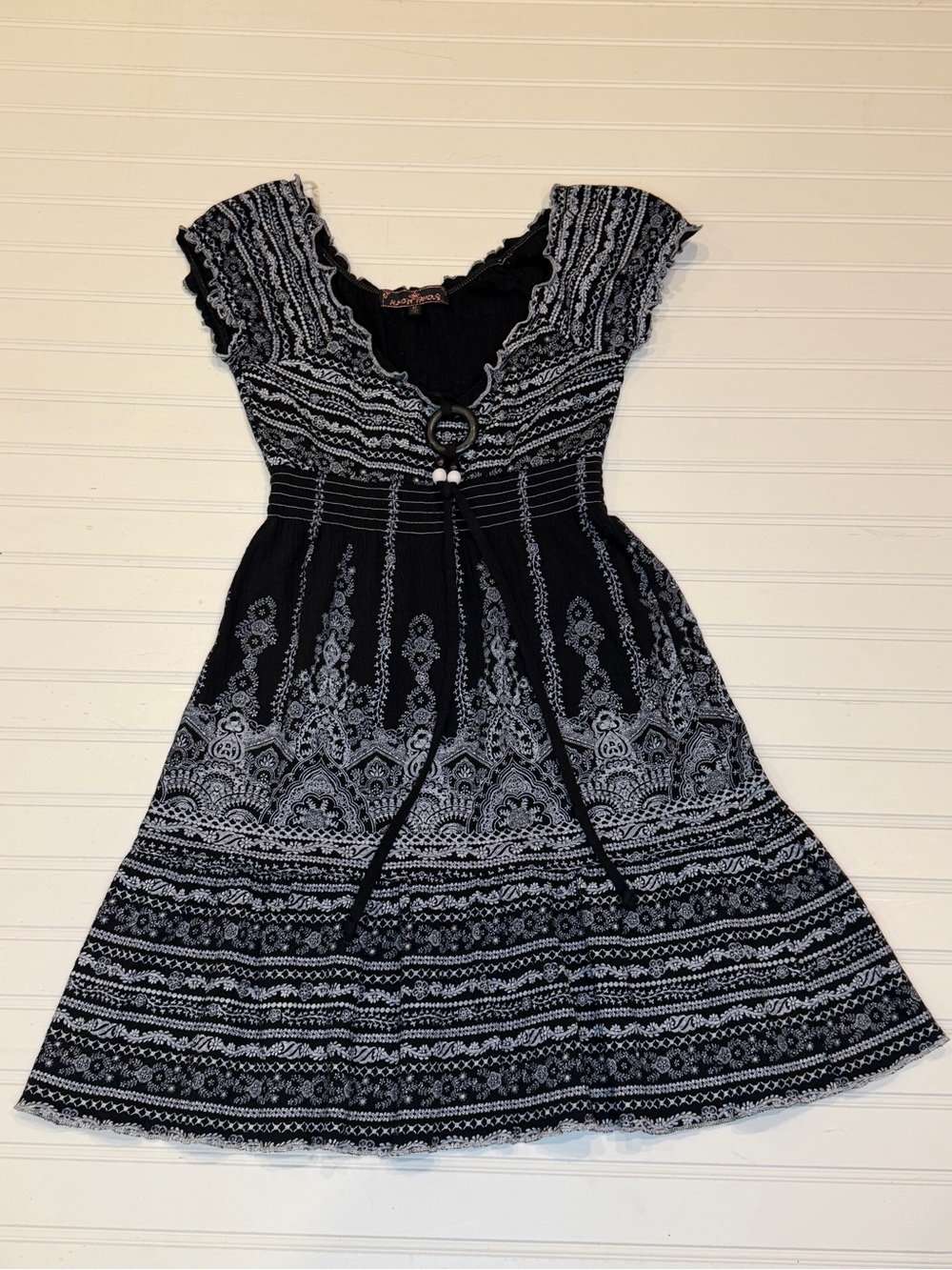Almost Famous Black and White Boho Dress Medium